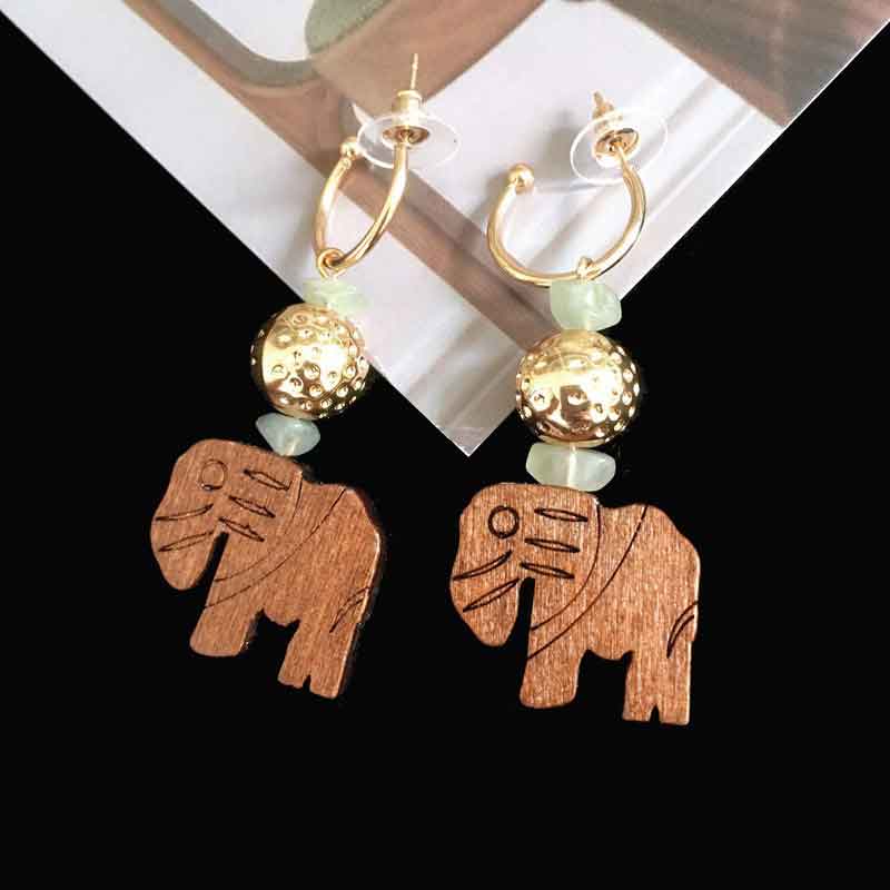 Pendientes de madera Vintage para mujer aretes grandes