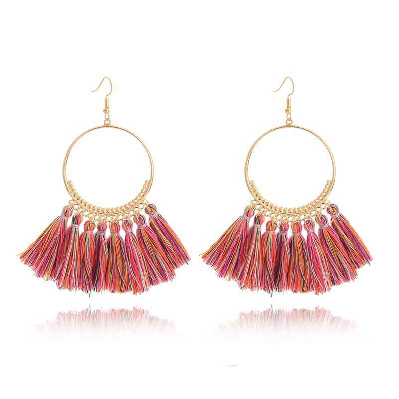 Aretes bohemios con borlas en forma de V - Imagen 12