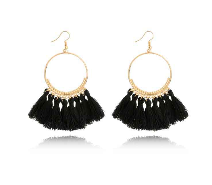 Aretes bohemios con borlas en forma de V - Imagen 8