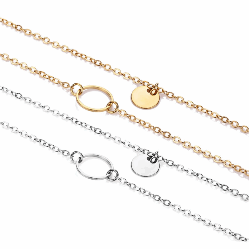 Collar de doble capa con cadena de disco de lentejuelas