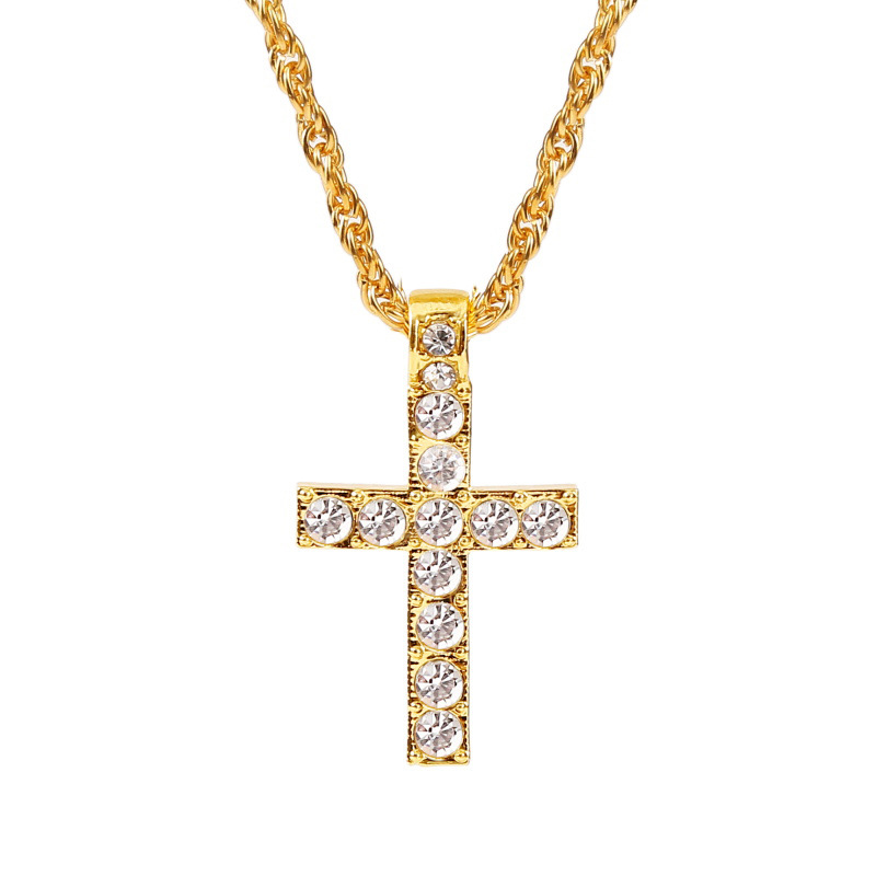 Cadena en cruz con imitaciones de diamante unisex - Imagen 5