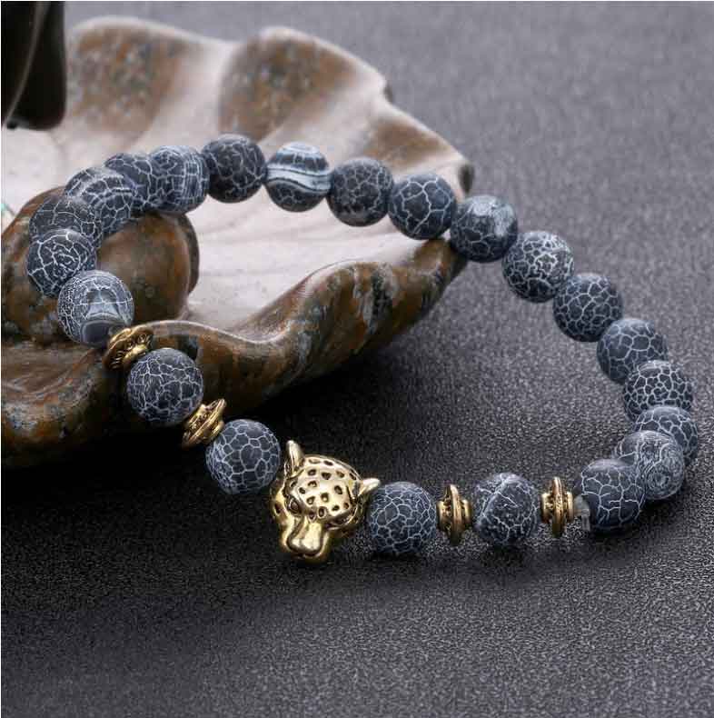 Pulsera con cuentas de cabeza de leopardo