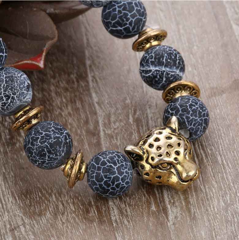 Pulsera con cuentas de cabeza de leopardo