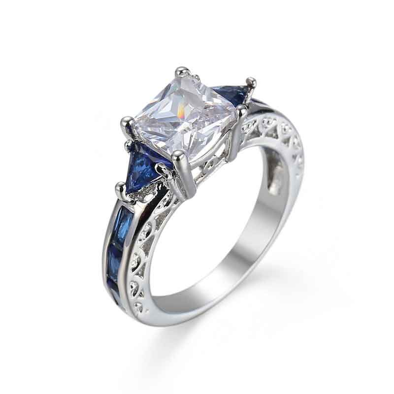 Anillo azul zafiro de circón