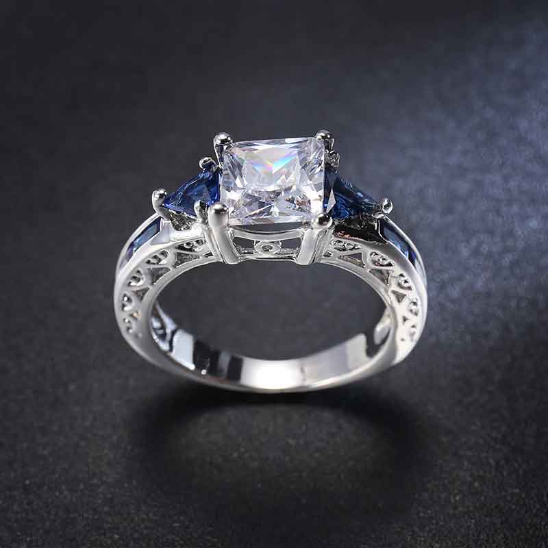 Anillo azul zafiro de circón - Imagen 3