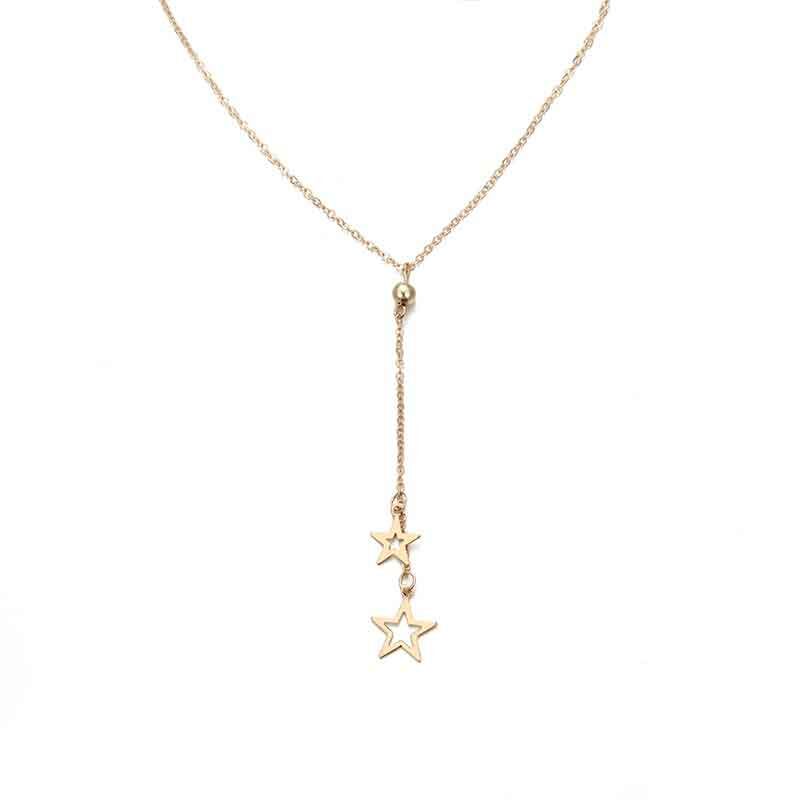 Collar con colgante de estrella de cinco puntas de oro Simple