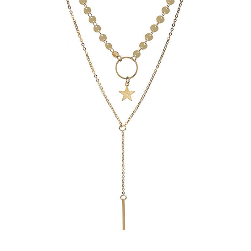 Collar de estrellas con circulo colgante