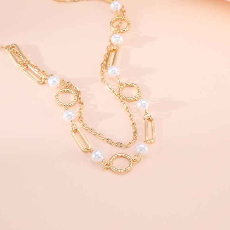 Collar doble capa con perlas naturales