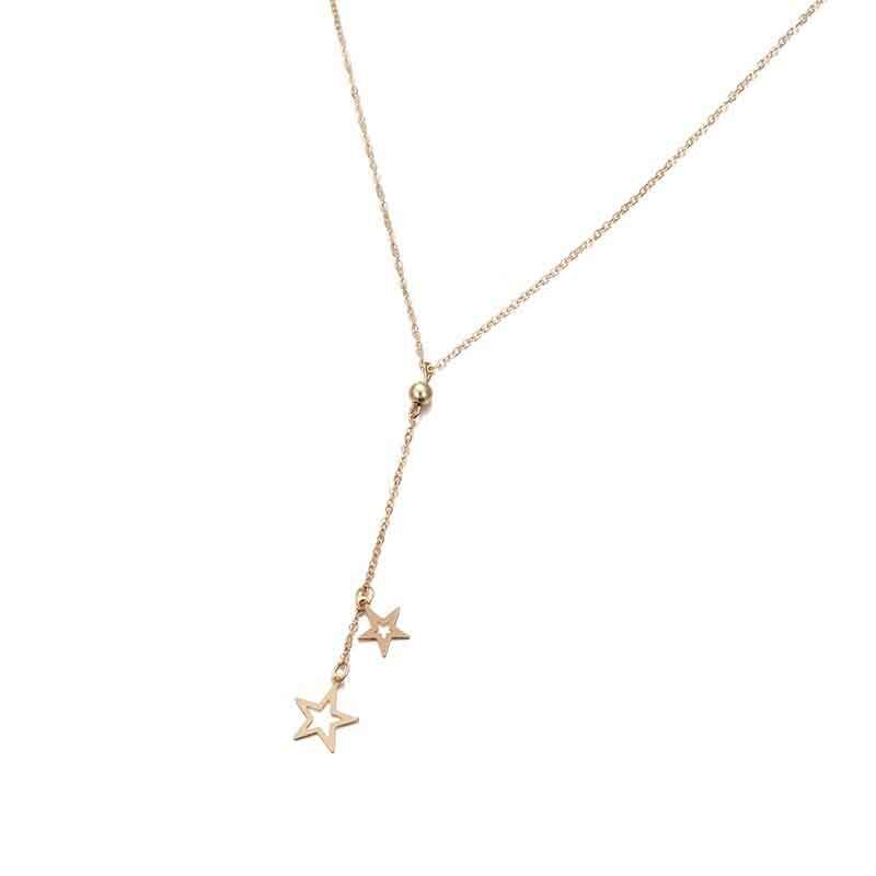 Collar con colgante de estrella de cinco puntas de oro Simple