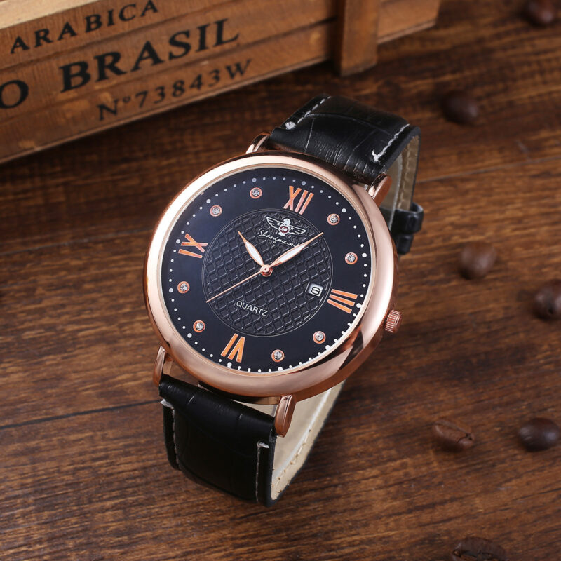Set de reloj de cuarzo de esfera grande mas, cinturón,billetera, corbata y gemelos