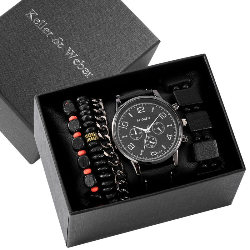 Conjunto para hombre de reloj y 4 pulseras