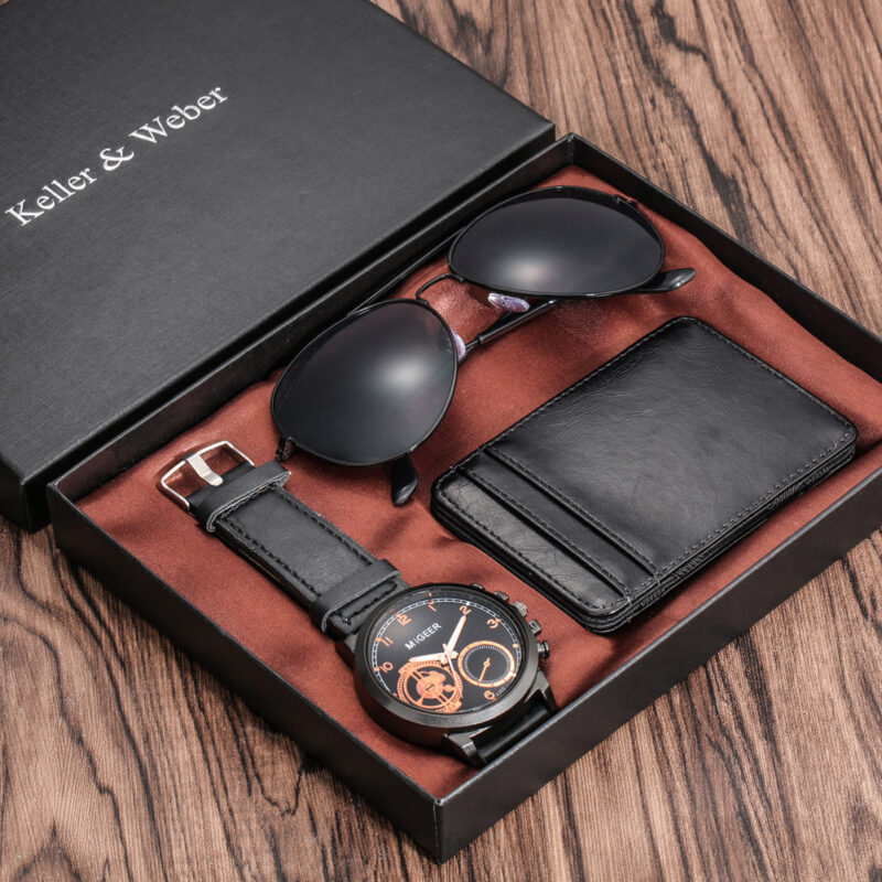 Juego de reloj de cuarzo para hombre mas cartera y gafas