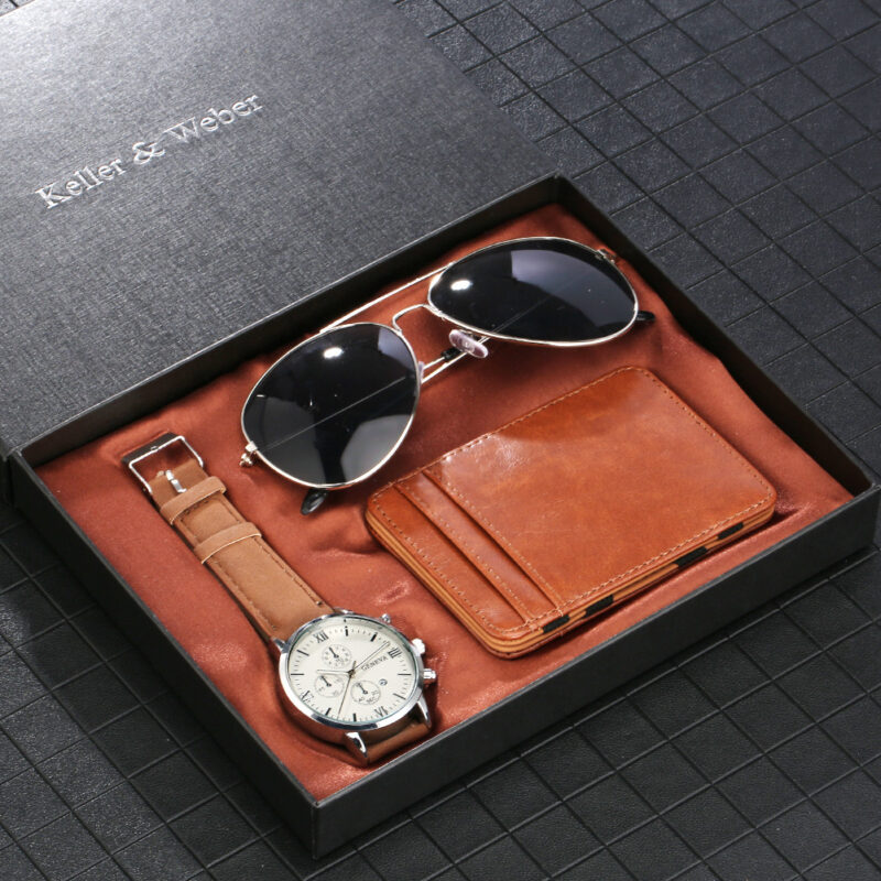 Juego de reloj de cuarzo para hombre mas cartera y gafas