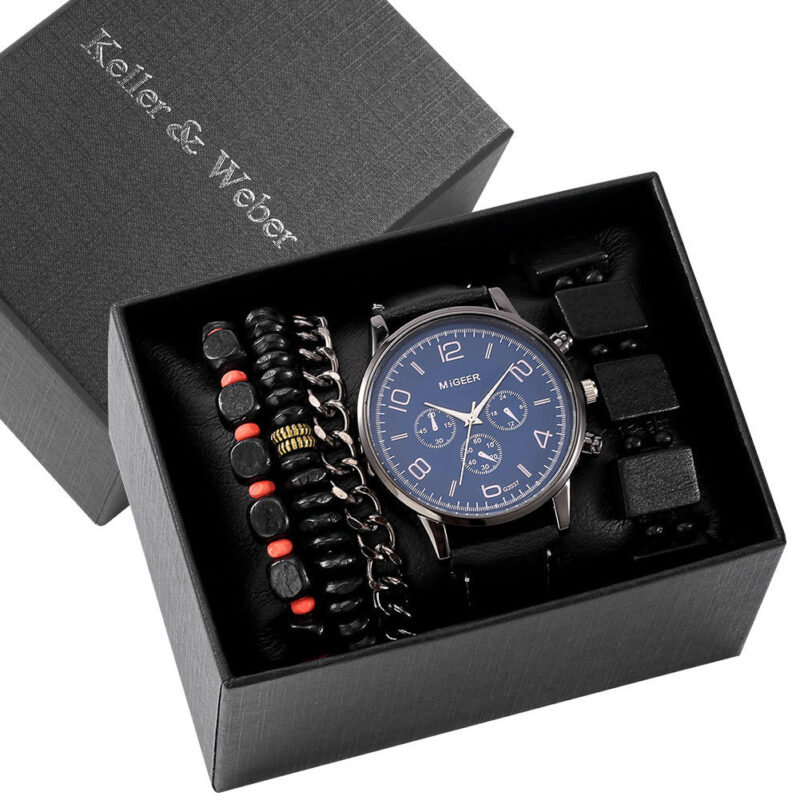 Conjunto para hombre de reloj y 4 pulseras