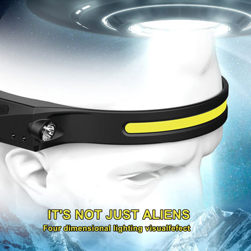 Linterna frontal LED COB de inducción, recargable por USB, resistente al agua