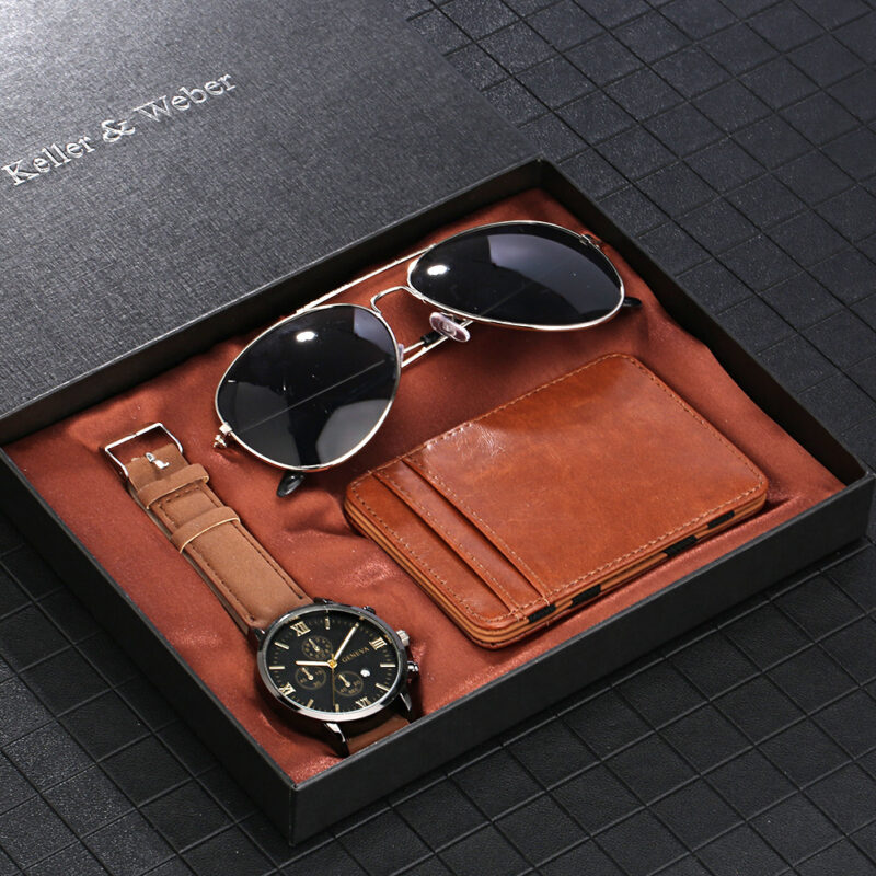 Juego de reloj de cuarzo para hombre mas cartera y gafas