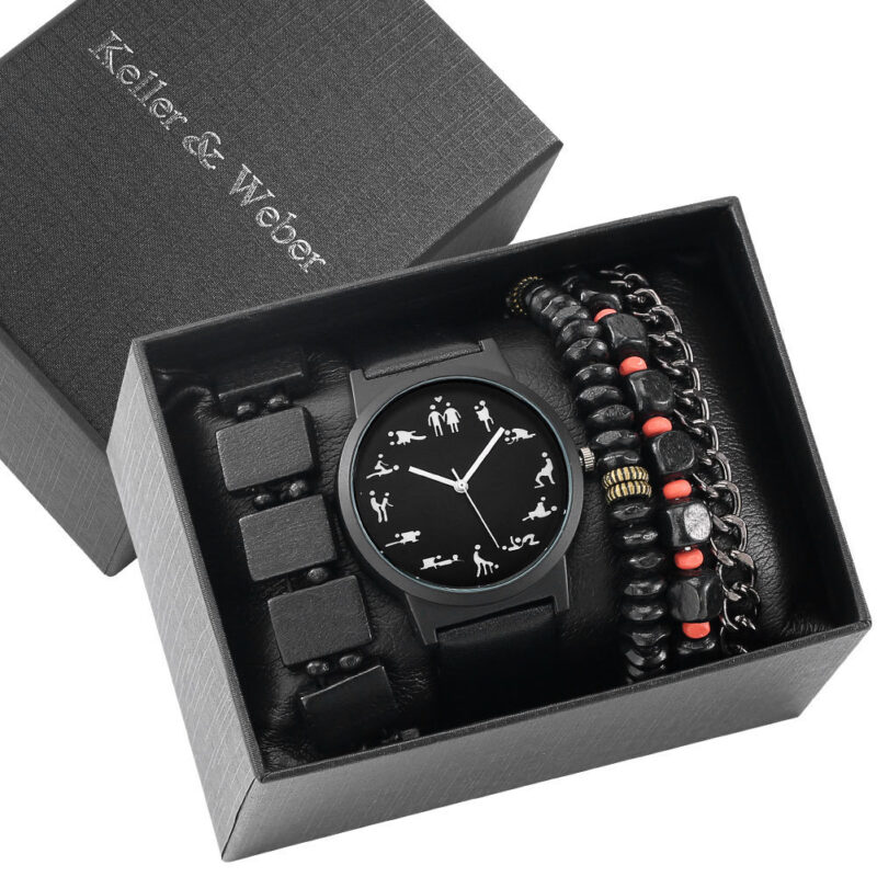 Conjunto para hombre de reloj y 4 pulseras