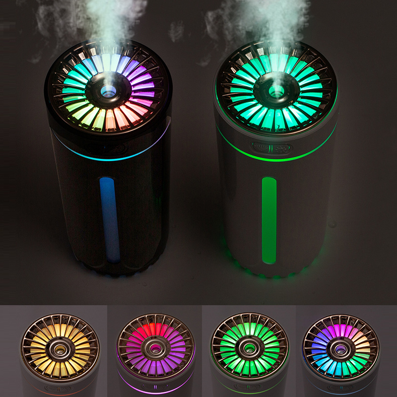 Humidificador de aire inalámbrico, luces coloridas, silencioso, ultrasónico, difusor de niebla USB, purificador, 800mAh, recargable, generador de niebla fría para coche
