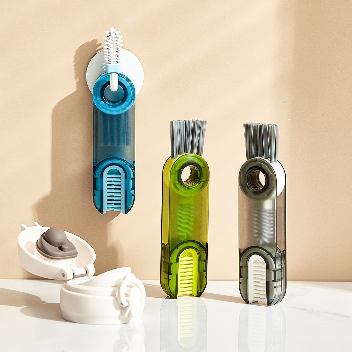 Cepillo pequeño 3 en 1 para limpieza de tapa de vaso o botella - Imagen 5