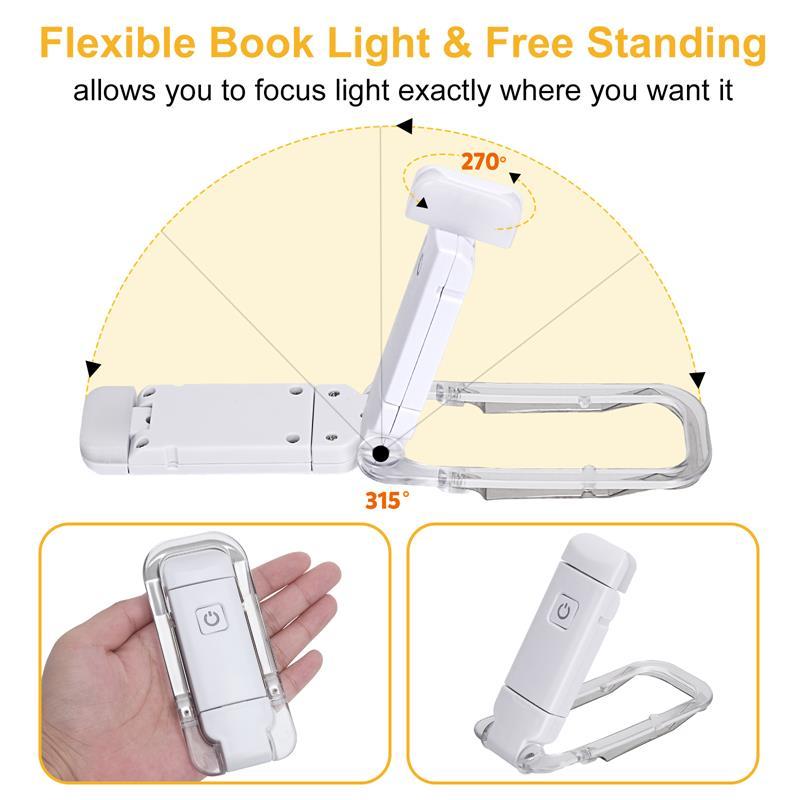 Luz LED USB recargable para lectura de libros, brillo ajustable y clip de protección para los ojos - Imagen 3