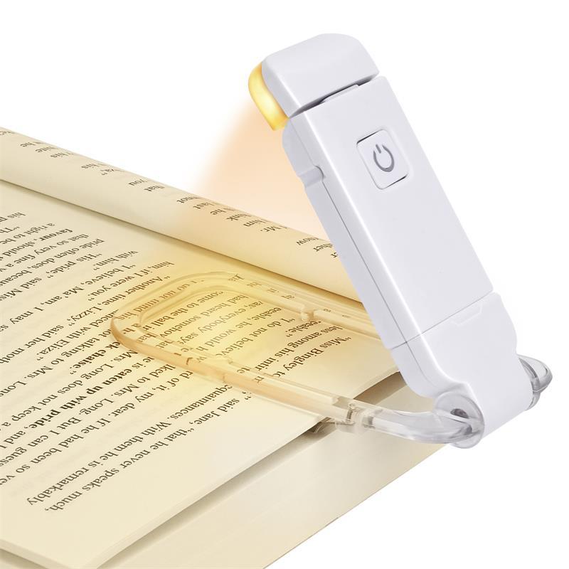 Luz LED USB recargable para lectura de libros, brillo ajustable y clip de protección para los ojos - Imagen 8