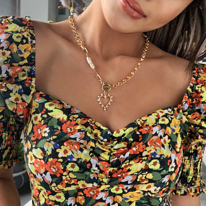 Collar con colgante de cristal de amor