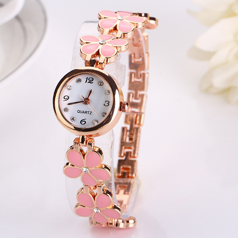 Reloj de cuarzo, pulsera con correa de flores