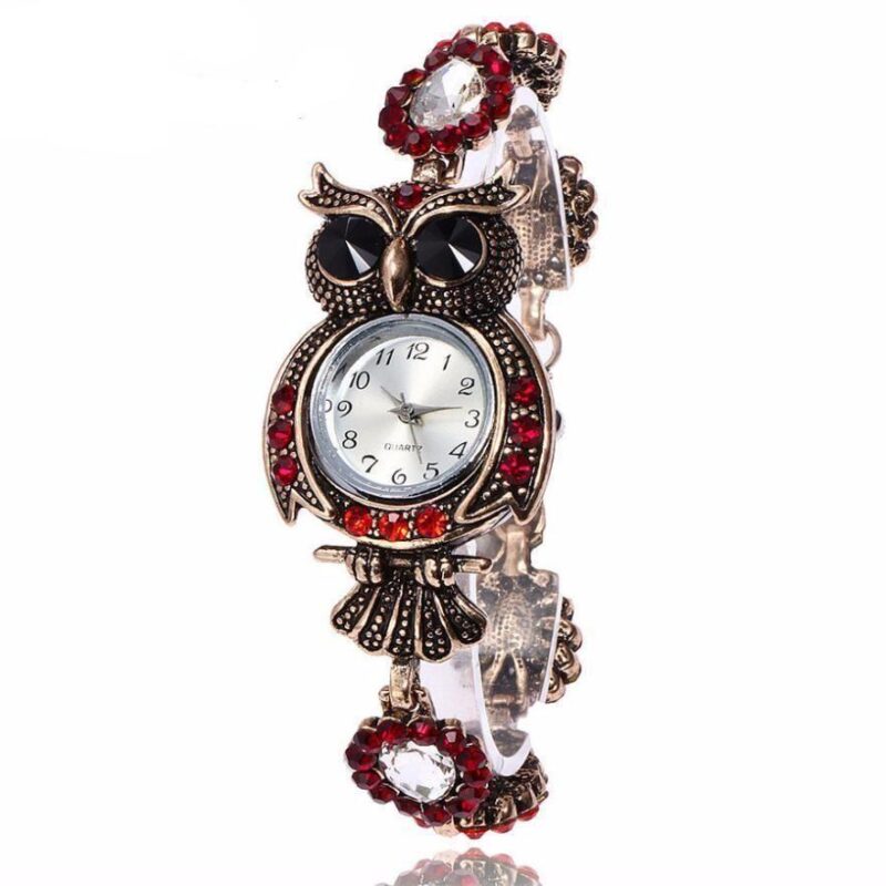 Reloj de pulsera con forma de búho de cuarzo