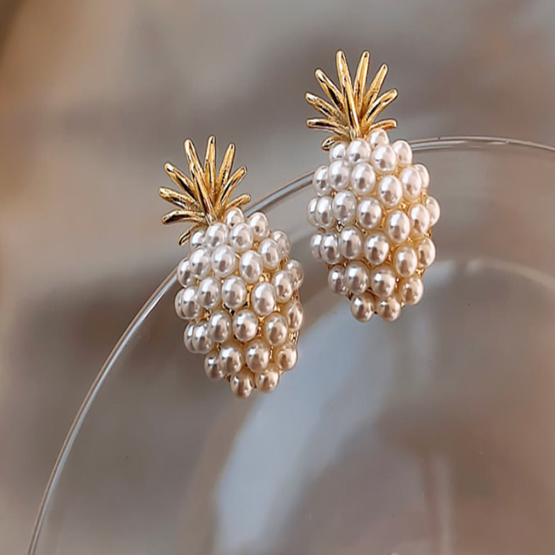 Pendientes de perlas en forma de flor, estrella de mar y de piñas