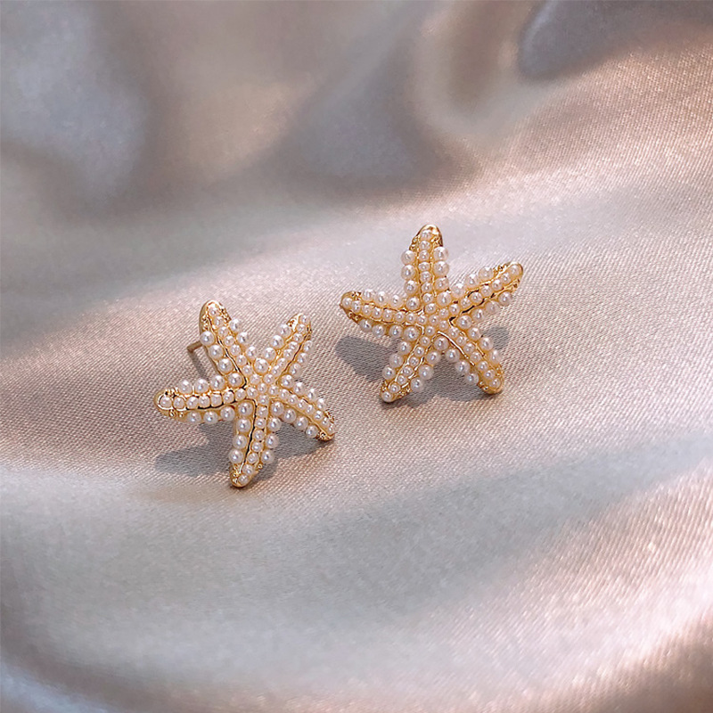 Pendientes de perlas en forma de flor, estrella de mar y de piñas - Imagen 6