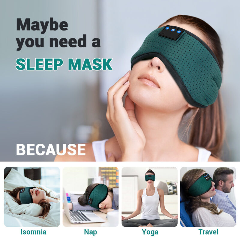 Máscara protectora para dormir con auriculares y Bluetooth 5.2