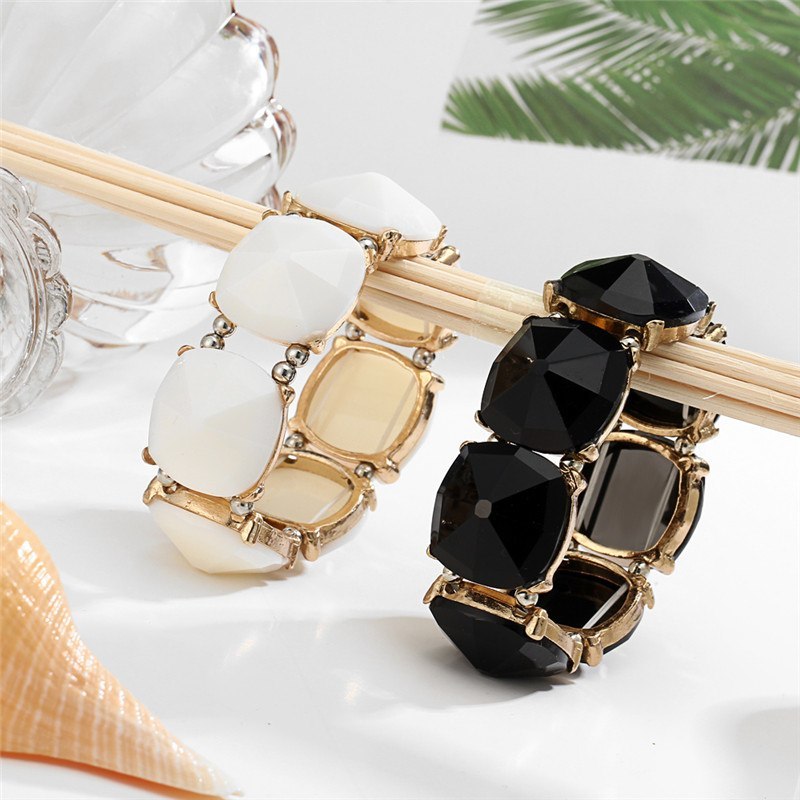 Pulsera de piedra geométrica con cuentas elásticas