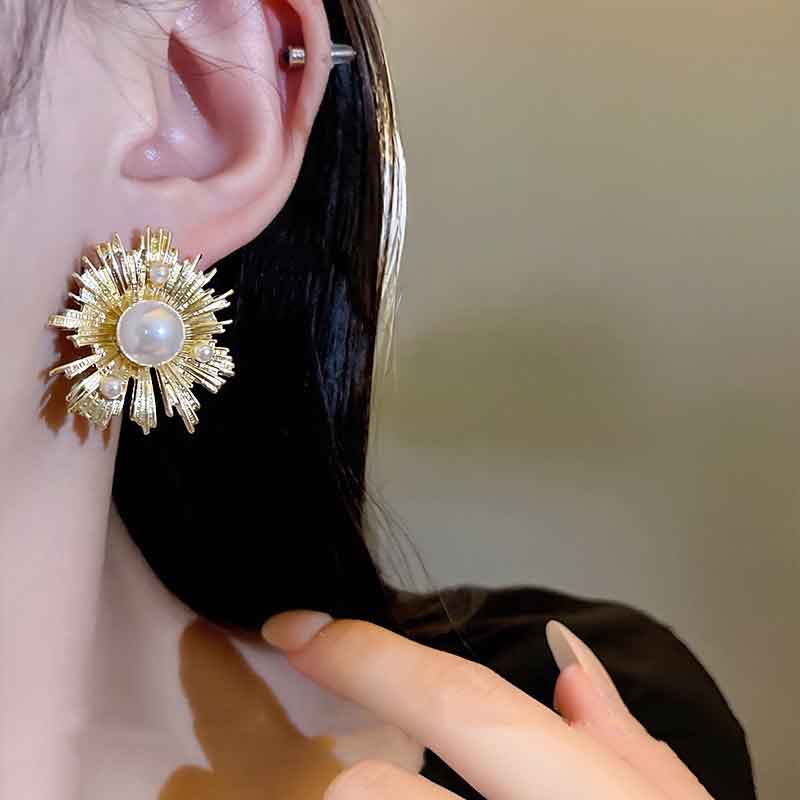 Pendientes Nichos con botón de perlas