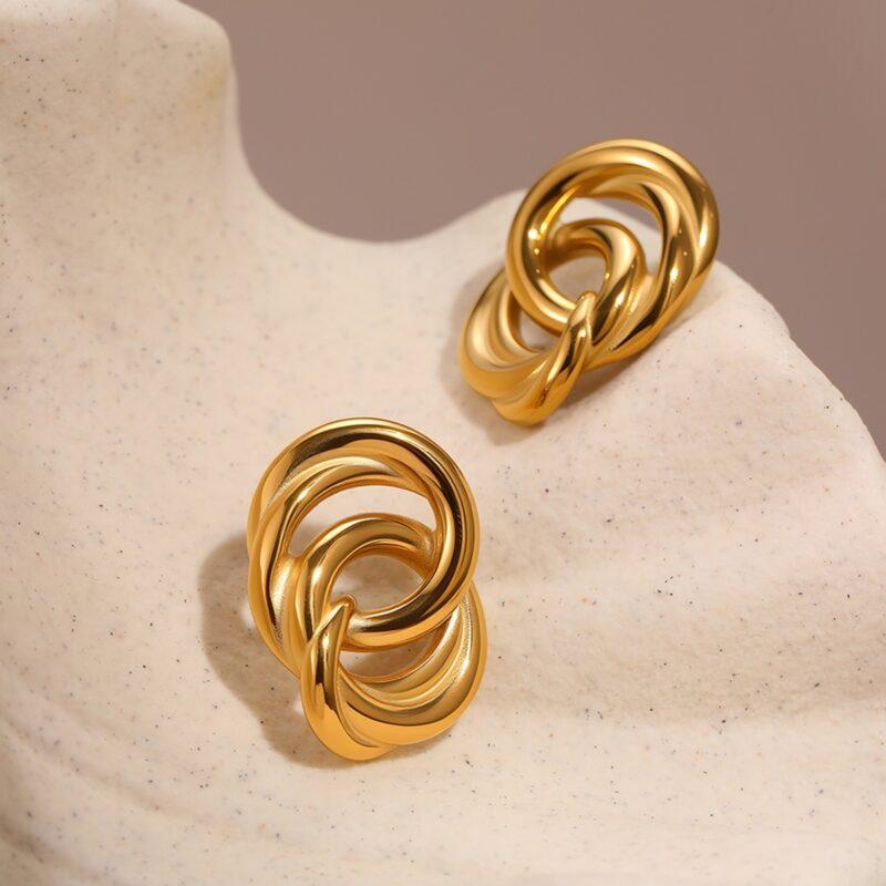 Pendientes de botón de oro NMSE-J713-1